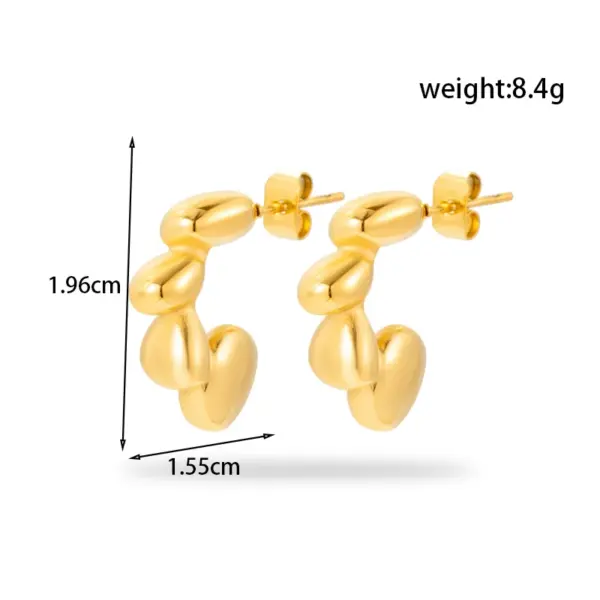 PVD Coated C Shape Solid Color 304 Stainless Steel Simple Style Classic Style Waterproof Non Tarnish Ear Studs