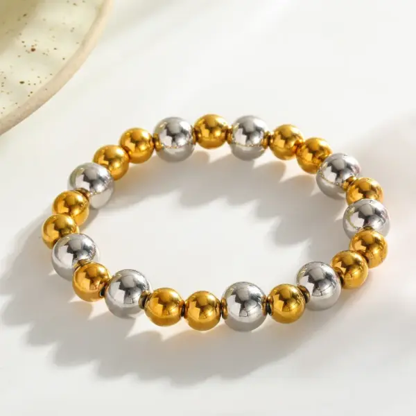 Wholesale Vacuum Electroplating (In Furnace) Plated 18K Real Gold Geometric Pattern Round 303 Stainless Steel 304 Stainless Steel Women's Bracelet