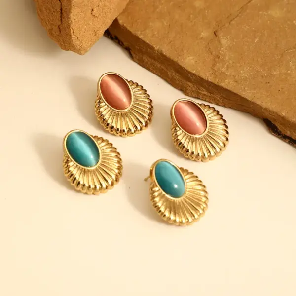 1 Pair Vintage Style French Style Classic Style Sector 304 Stainless Steel Ear Studs