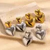 PVD Coated Heart Shape 304 Stainless Steel Simple Style Korean Style Waterproof Non Tarnish Drop Earrings