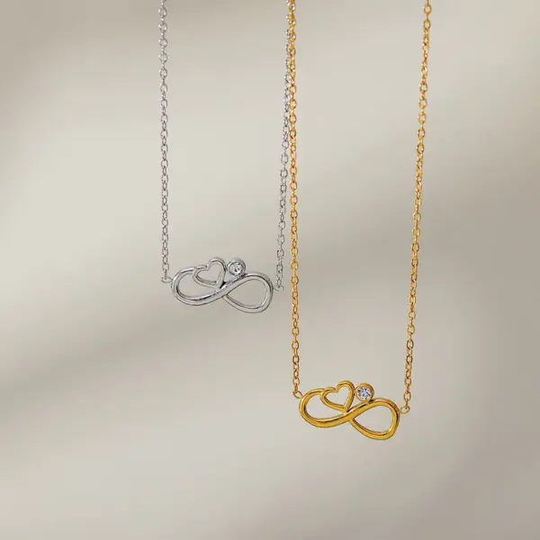 Wholesale Jewelry Elegant Classic Style Heart Shape 304 Stainless Steel Pendant Necklace Cable Chain