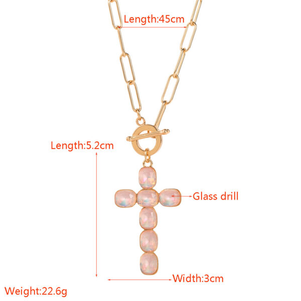 Wholesale Cross-Border Hot-Selling European and American Hip-Hop Cross with Diamonds, Simple Clavicle Chain, Ins Style, Personalized Niche Necklace, Accessible Luxury Women