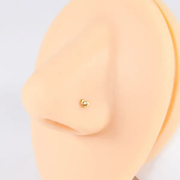 Wholesale 1 Piece Nose Rings & Studs Casual Rock Tropical Star Moon Heart Shape 304 Stainless Steel Polishing Plating Inlay Zircon 18K Gold Plated Ear Cartilage Rings & Studs Nose Rings & Studs Nose Pin