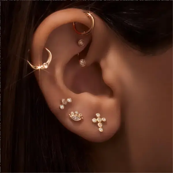 Wholesale PVD Coated Real Gold Plated 18K Gold Cross Moon 304 Stainless Steel Simple Style Waterproof Non Tarnish Ear Studs