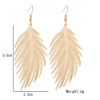 Wholesale Amazon European and American Simple Earrings Metal Feather Frosted Leaf Pattern Earrings Leaves Long Tassel Earrings for Women