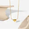 Wholesale PVD Coated Real Gold Plated Heart Shape Titanium Steel Sweet Waterproof Non Tarnish Necklace