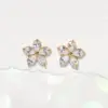 Wholesale 1 Pair Simple Style Classic Style Flower Plating Inlay Copper Zircon 18K Gold Plated Ear Studs