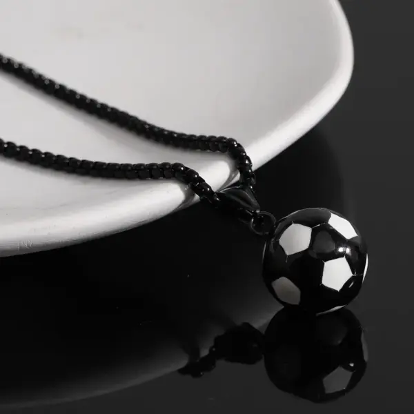 Wholesale Simple Style Football Titanium Steel Polishing Pendant Necklace