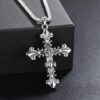 Wholesale European and American Cross-border Jewelry Diamond Necklace Retro Color-free Male Decoration Cross Pendant Necklace Simple Woolen Chain