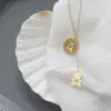 Wholesale PVD Coated Real Gold Plated 18K Gold Bear 304 Stainless Steel Sweet Waterproof Non Tarnish 304 Stainless Steel Necklace