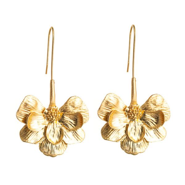 oly-0eecd97019df972a80dfec4d0b52d60c Wholesale ZA with European and American exaggerated New Fashion long flower ear hook eardrop simple golden temperament earrings earrings for women