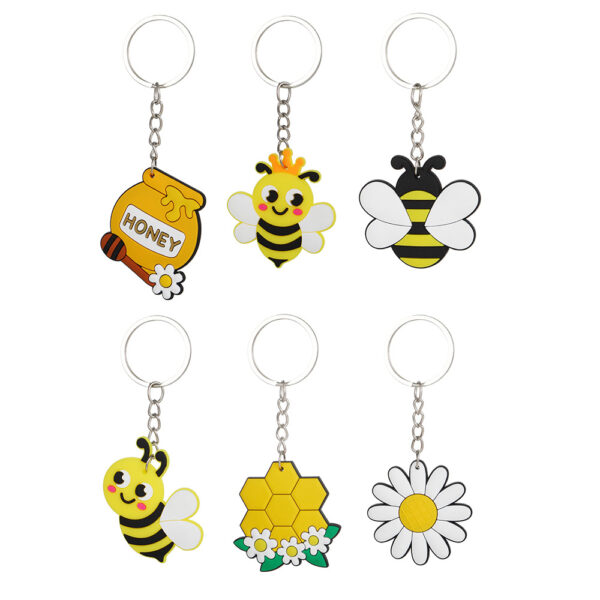 Wholesale Cross-Border Keychain Hot Selling Pvc Cartoon Keychain Little Bee Party Decoration Small Gift Key Hanging Jewelry