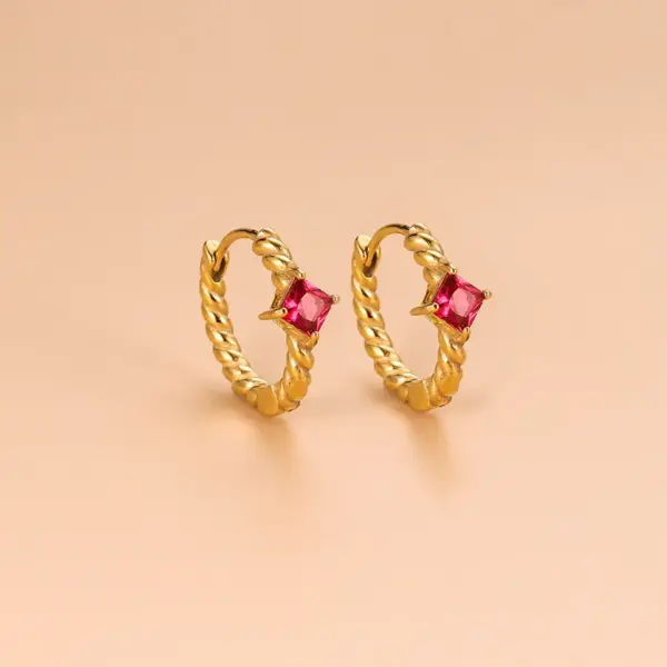 Wholesale 1 Pair Fashion Geometric Gold Plated 304 Stainless Steel Zircon Stainless Steel Earrings