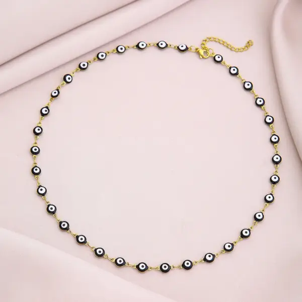 Fashion Devil's Eye Stainless Steel Enamel Necklace