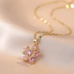 X1590 Pink Flower Necklace