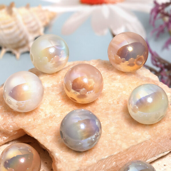 oly-0f013cead6b7d0ff70431754c0f0f276 Wholesale Uv Plated Milk Tea Cat Eye Beads High Gloss Acrylic Small Round Beads DIY Beaded Pen Mobile Phone Chain Beads Loose Beads
