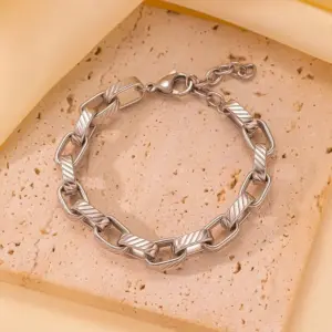 Ae135 Square Ring Bracelet / Steel Color