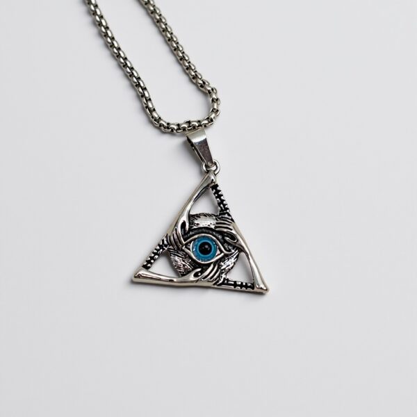 Wholesale Trendy Collaboration Popular Devil's Eye Pendant Retro Unisex Triangular Personality Hip-Hop Sweater Chain