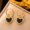 Wholesale PVD Coated Real Gold Plated Heart Shape Titanium Steel Simple Style Waterproof Non Tarnish Earrings Necklace