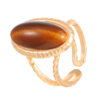 Wholesale Cross-border personality tiger eye stone opening ring female personality niche high-end retro turquoise finger ring