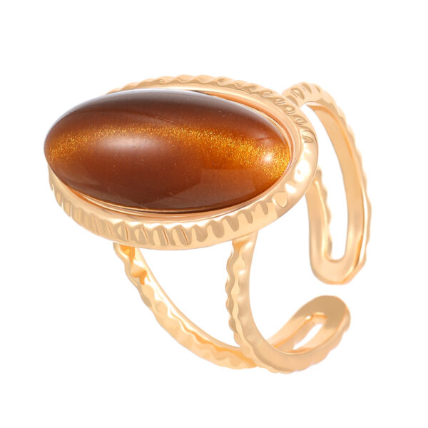 Wholesale Cross-border personality tiger eye stone opening ring female personality niche high-end retro turquoise finger ring