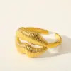 Wholesale Elegant Luxury 18K Gold Plated Stainless Steel Starfish Mouth Open Ring For Women Adjustable Size Casual Weekend Selfie Street Style Gold Ring