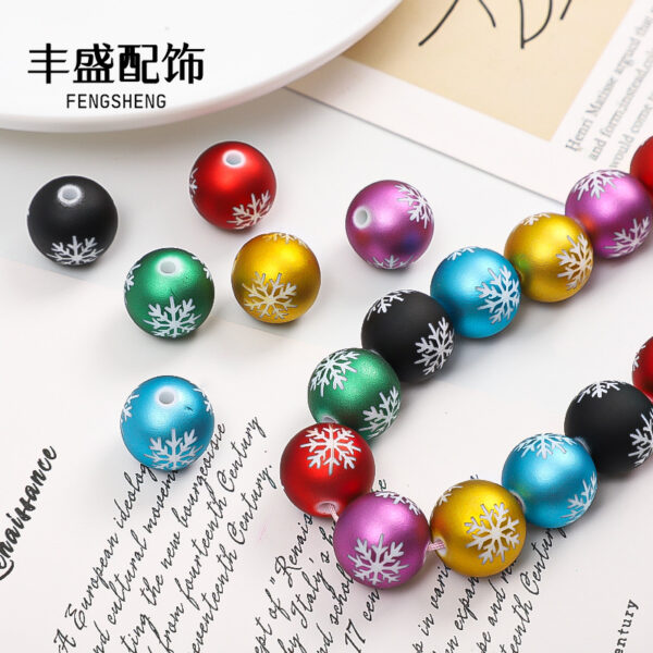 Wholesale Acrylic frosted textured paint snowflake Christmas colored beads