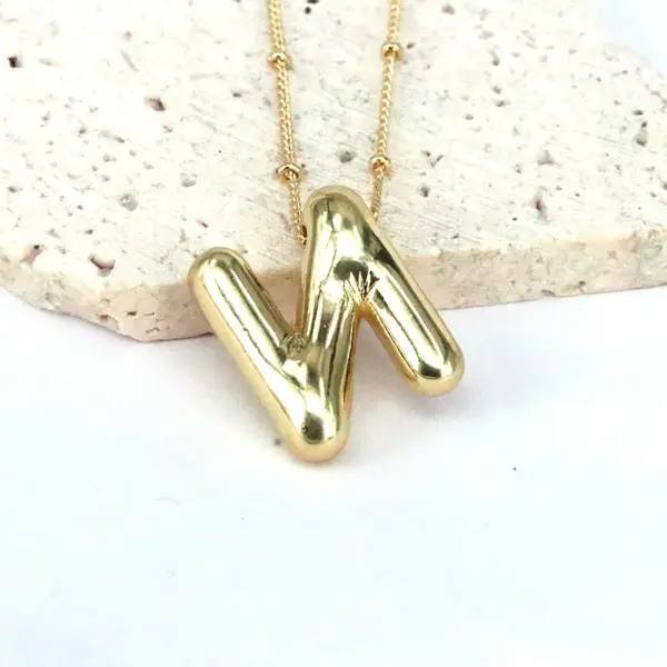 Wholesale Simple Style Classic Style Letter Copper 18k Gold Plated Pendant Necklace In Bulk