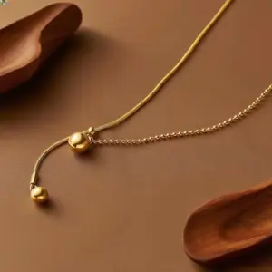 X038-Pull Big and Small Balls-Necklace- Gold