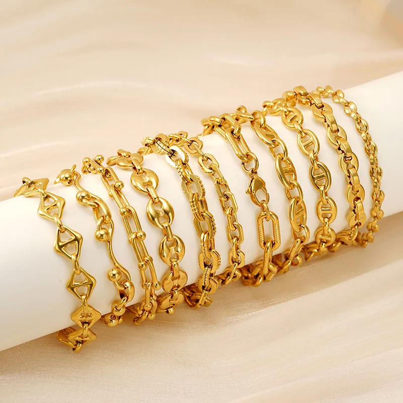 Wholesale Simple Style Solid Color 304 Stainless Steel Bracelets In Bulk