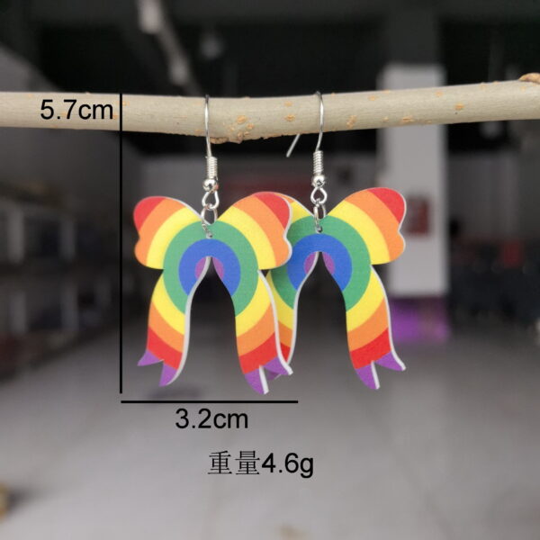 Wholesale Cross-border creative rainbow acrylic Valentine's Day six-color bow earrings sweet personality design gift earrings