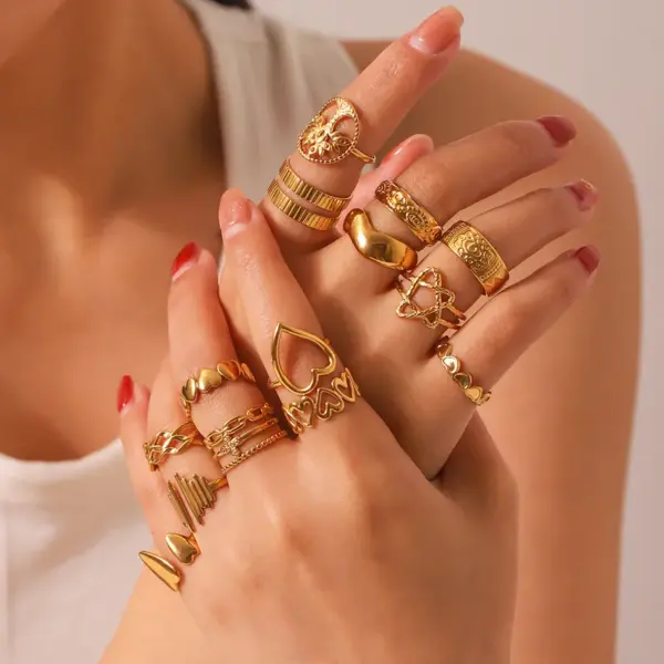 304 Stainless Steel Four Leaf Clover Heart Shape Flower PVD Coated 18K Gold Plated 18K Real Gold Plated Real Gold Plated IG Style Basic Simple Style Waterproof Non Tarnish Plating Gold Open Rings