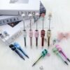 Wholesale Creative DIY Flower Beaded Pen Handmade Hanging Drill Beaded Ballpoint Pen Flower Diamond Pen Gift Cross-border Hot Sale