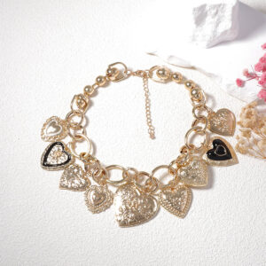 Wholesale Za Cross-Border Personalized Retro Trendy High-End Design Chain Alloy Various Heart Pendants Casual Women's Necklace