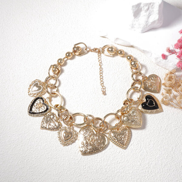 Wholesale Za Cross-Border Personalized Retro Trendy High-End Design Chain Alloy Various Heart Pendants Casual Women's Necklace