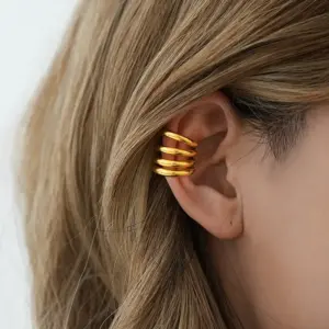 Wholesale Ion Plating (IP) Real Gold Plated 18K Gold Lines 304 Stainless Steel Casual Simple Style Waterproof Non Tarnish Ear Cuffs