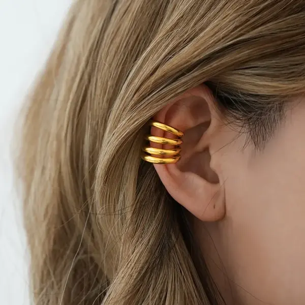 Wholesale Ion Plating (IP) Real Gold Plated 18K Gold Lines 304 Stainless Steel Casual Simple Style Waterproof Non Tarnish Ear Cuffs