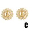 Wholesale 1 Pair Ethnic Style Virgin Mary Oval Plating Inlay Copper Zircon 18k Gold Plated Ear Studs
