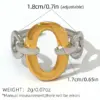 Wholesale PVD Coated Real Gold Plated 18K Gold Circle 304 Stainless Steel Casual Simple Style Waterproof Non Tarnish Adjustable Ring