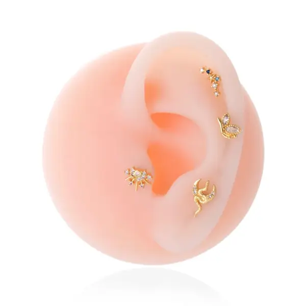 Wholesale 1 Piece 316L Stainless Steel Copper Zircon Ear Cartilage Rings & Studs Star Moon Butterfly Waterproof Non Tarnish Surgical Steel