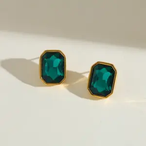 Earrings-16.71*13.03mm-Dark / Green