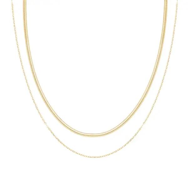 Wholesale Real Gold Plated 304 Stainless Steel Fashion Waterproof Non Tarnish Layered Necklaces