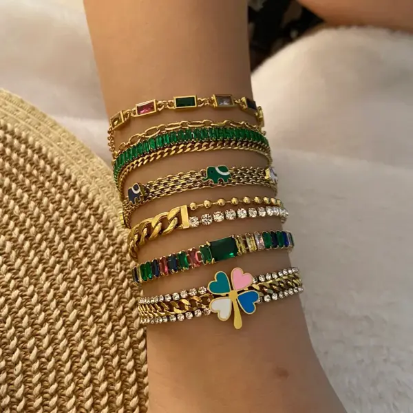 PVD Coated 18K Gold Real Gold Plated Flower Stainless Steel Luxurious Waterproof Non Tarnish 304 Stainless Steel Bracelets