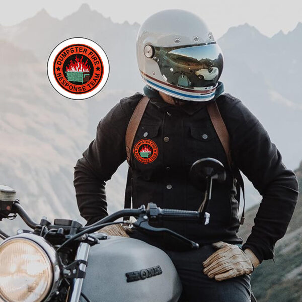 Wholesale Flame-shaped trash can embroidered fabric patch