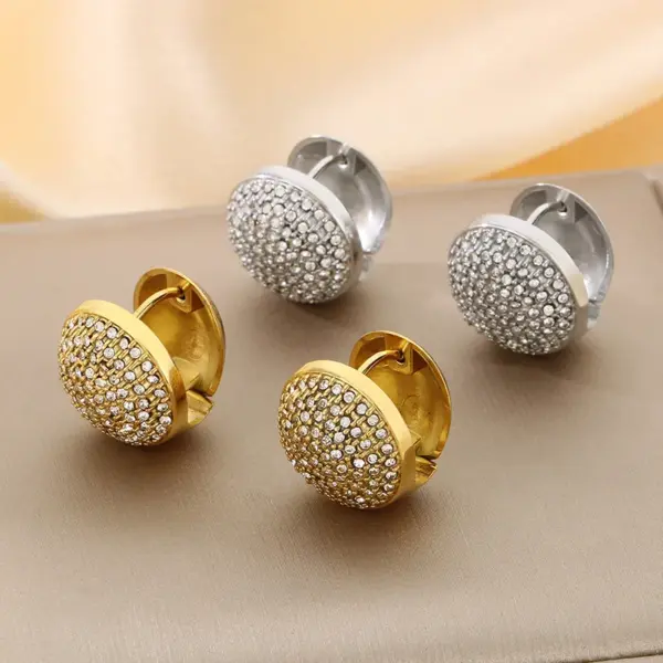 Wholesale Ion Plating (IP) 18K Gold Plated Round 304 Stainless Steel Vintage Style Simple Style Waterproof Non Tarnish Earrings