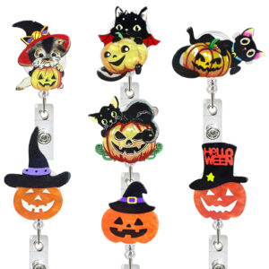 oly-0f30ed1b66789e9396444374d0efc55e Wholesale New Halloween Acrylic Pumpkin Head Black Cat Bat Magic Hat Retractable Rotating Easy-Pull Id Easy-Pull