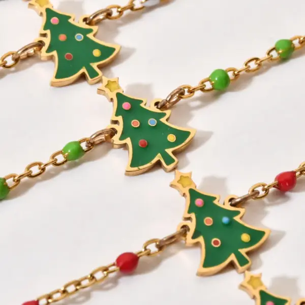 Cartoon Style Cute Christmas Tree Stainless Steel Bracelets In Bulk Christmas