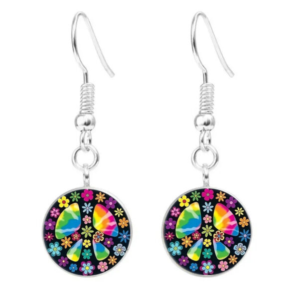 Wholesale Peace logo pattern necklace suit women's cross-border European and American fashion silver bracelet earrings jewelry three-piece set