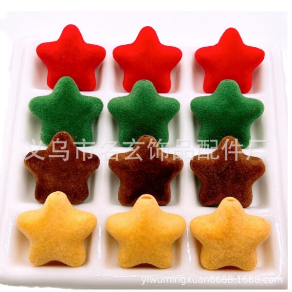 Wholesale Flocked Five-Pointed Star 23*23mm DIY Christmas Series Beades