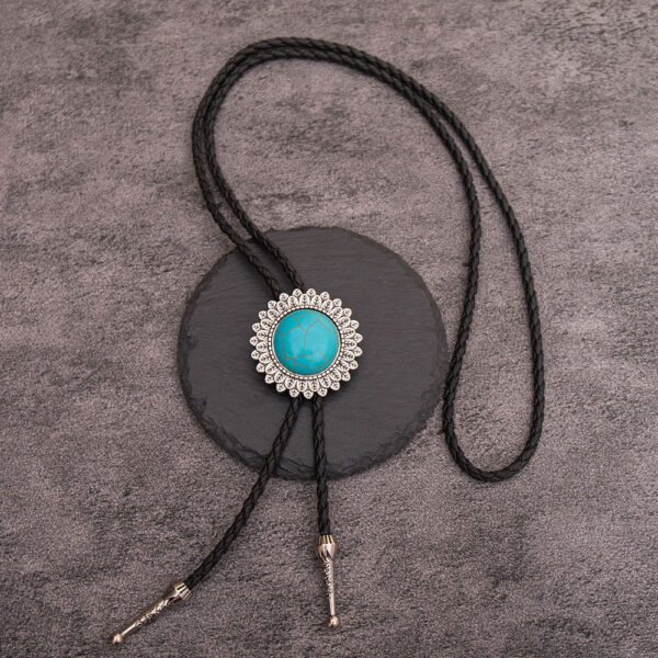 oly-0f417f7e627c4b645792ad26b84f924c Wholesale Turquoise Pattern Alloy Bolo Tie Necklace